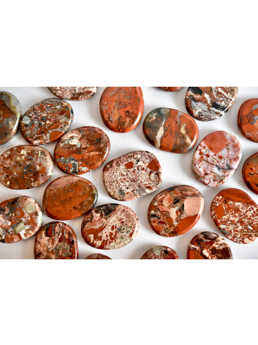 Open Heart Apothecary Brecciated Jaspis Palm Stones Natürliche Rote Kristalle
